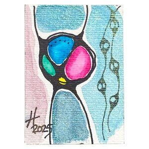 ACEO Original Neurographic Art Watercolor Mixed Media Artist Card ATC
